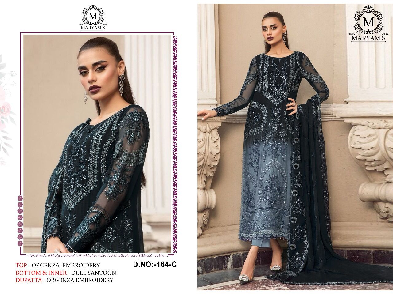 Maryams 164 Organza Embroidery Pakistani Salwar Suits Wholesalers In Delhi
